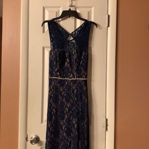 Formal dress, blue and silver , size 13/14 , good condition